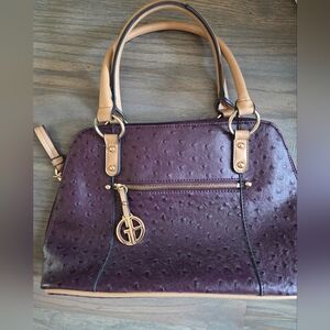 Elegant Giani Bernini Purple Ostrich-Embossed Handbag